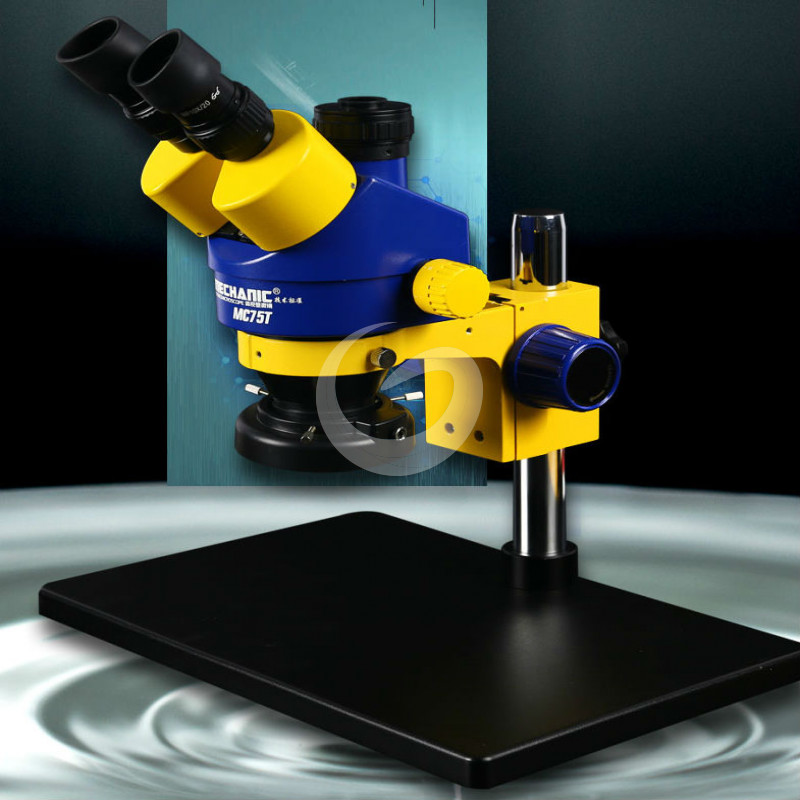 MC75TB3 Trinocular Stereo Mechanic Microscope 7X45X or 14X180X